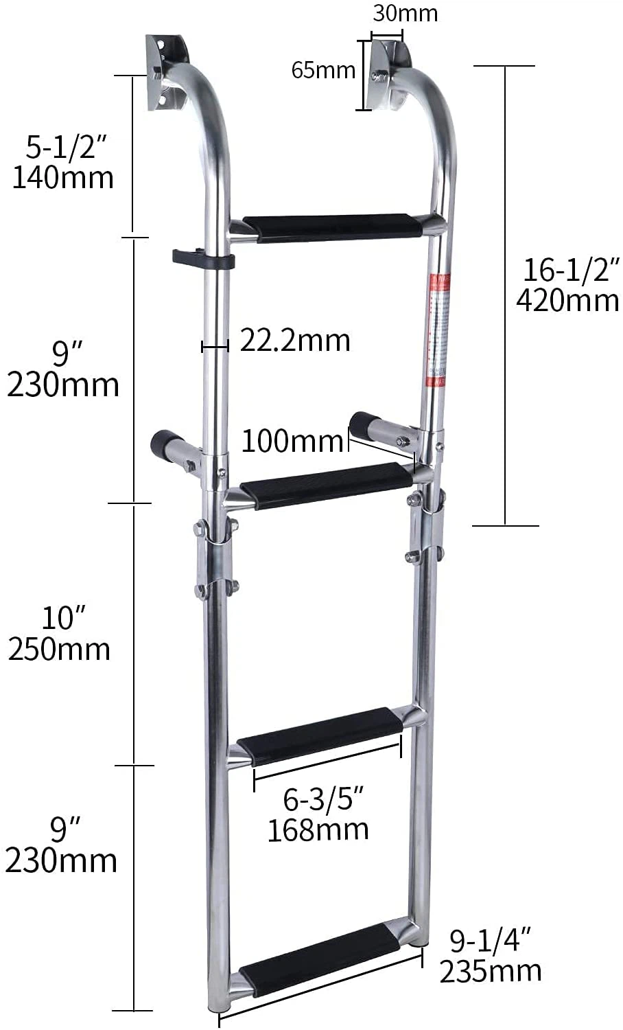سلم القارب مع سلم إسقاط تلسكوب مصقول المرآة